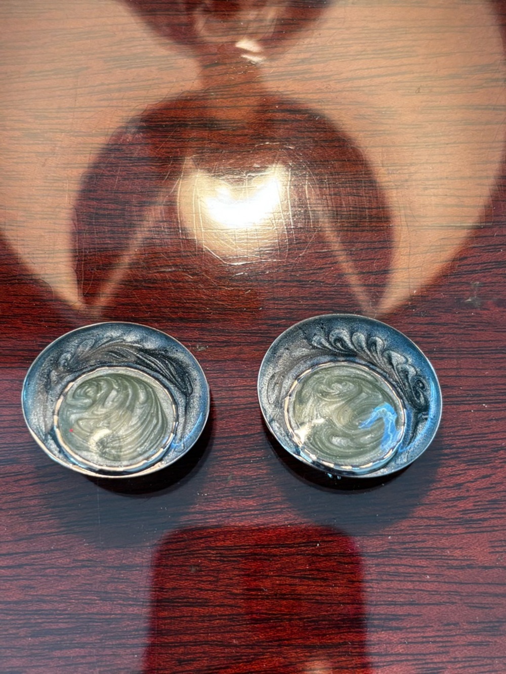 90’s Enamel Swirl In Green and Blue Earrings